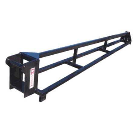 A black Quick Attach Truss Jib for Telehandlers with a heavy-duty frame and a quick-attach mount, shown from a three-quarter view.