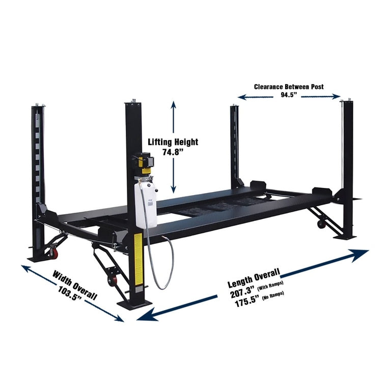 Tuxedo FP8K-DX 8,000 lb Deluxe Storage Lift - Poly casters, drip trays, jack tray FP8K-DX