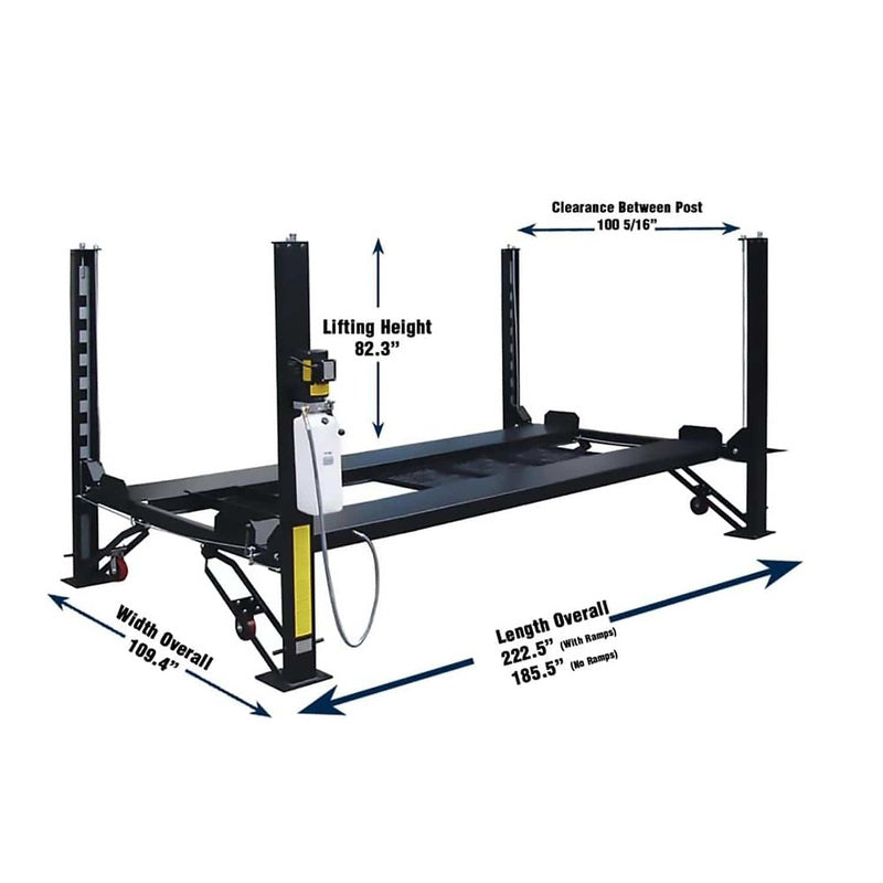 Tuxedo FP8K-DX-XLT 8,000 lb Deluxe Storage Lift Extended Length / Height - Poly casters, drip trays, jack tray FP8K-DX-XLT
