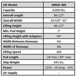 Tuxedo MR6K-48X 6,000 lb Mid-Rise Scissor Lift MR6K-48X