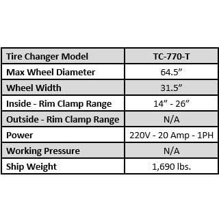 Tuxedo TC-770-T Truck Changer TC-770-T