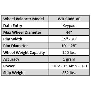 Tuxedo WB-CB66-VE Wheel Balancer WB-CB66-VE