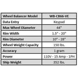 Tuxedo WB-CB66-VE Wheel Balancer WB-CB66-VE