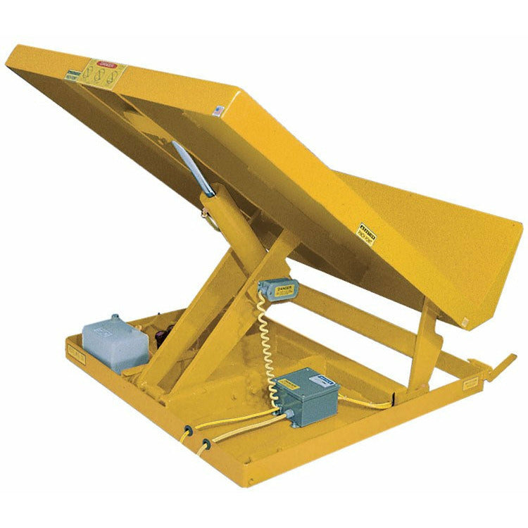 Vestil Steel Lift Table 48 In x 48 In AC Powered 230 Volt 1 Phase 4,000 Lb. Capacity Yellow-UNI-4848-4-YEL-230-1