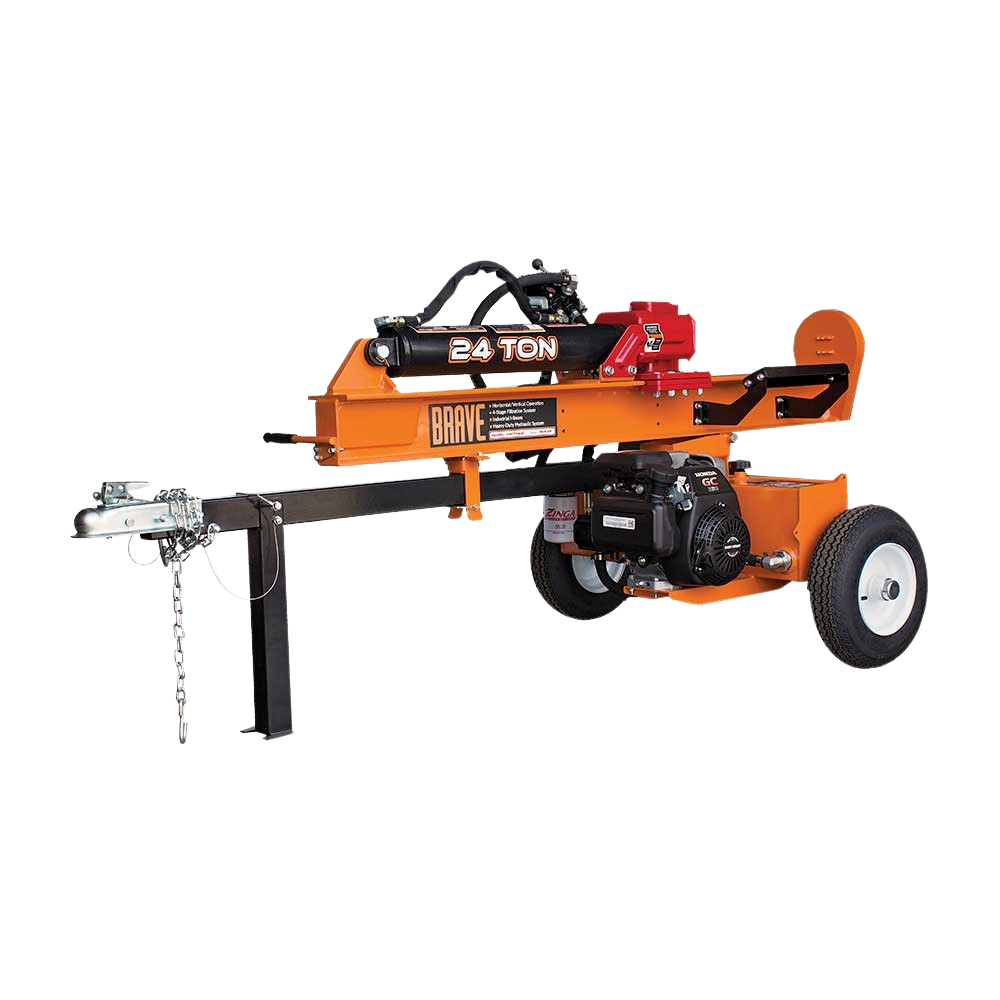 Brave Tow Behind Log Splitter 24-Ton Vertical/Horizontal Portable Gas with Honda GC160 Engine 160cc VH1724GC