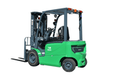 A green and grey EKKO EK18G-212Li 4-Wheel Lithium Electric Forklift with a 4000 lbs lifting capacity, highlighting its mast and solid pneumatic tires.