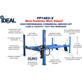 iDEAL FP14KC-X 14,000 lb. 4 Post Service Lift 182.5" WB (Closed Front / Cable Pull) FP14KC-X