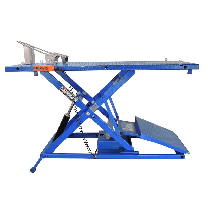 iDEAL Elec-Hydra Motorcycle Lift Bench w/Integrated Motor & Retractable Ramp M-2200IEH-XR