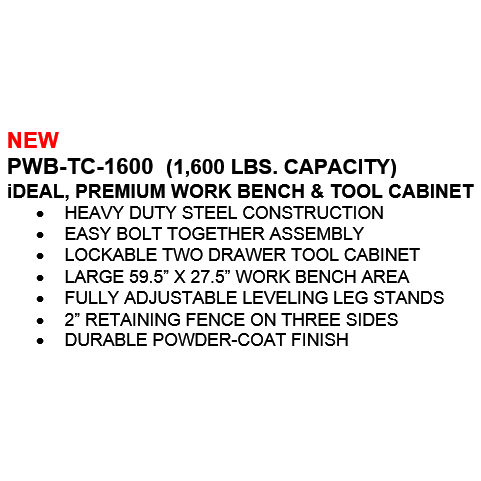 iDEAL PWB-TC-1600 Premium Work Bench & Tool Cabinet - 1,600 lbs. Cap.(XH-WB-I) PWB-TC-1600