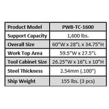 iDEAL PWB-TC-1600 Premium Work Bench & Tool Cabinet - 1,600 lbs. Cap.(XH-WB-I) PWB-TC-1600