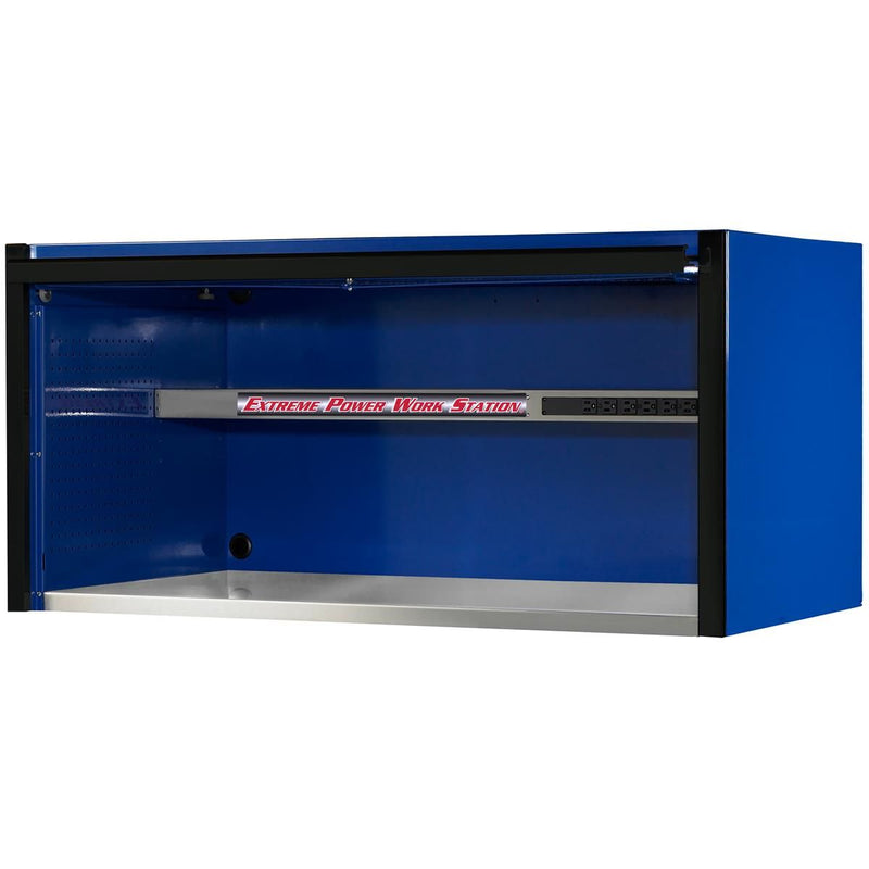 Extreme Tools® EXQ Series 55in W x 30in D Professional Extreme Power Workstation Hutch Blue w Black Handle