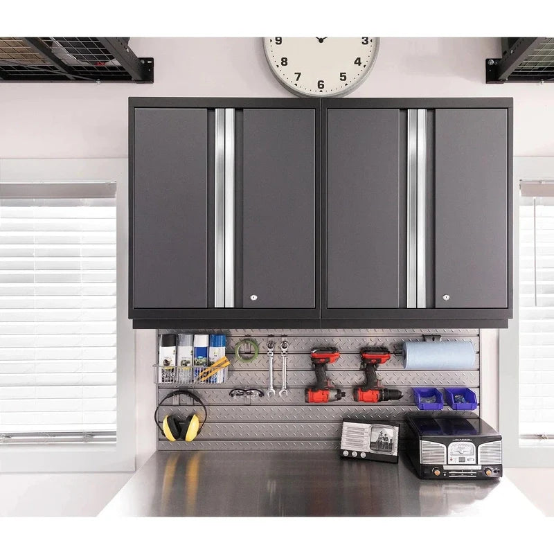 NewAge Pro 3.0 Series 16-Piece Cabinet Set with Lockers, Wall, Tool Drawer, Base, Corner Wall Cabinet and 56 in. Worktop