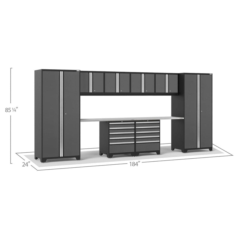 NewAge Pro Series 10 Piece Cabinet Set with Lockers, Wall, Tool Drawer Cabinets, and 56 in. Worktop