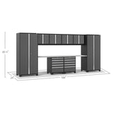 NewAge Pro Series 10 Piece Cabinet Set with Lockers, Wall, Tool Drawer Cabinets, and 56 in. Worktop