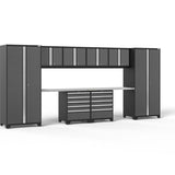 NewAge Pro Series 10 Piece Cabinet Set with Lockers, Wall, Tool Drawer Cabinets, and 56 in. Worktop