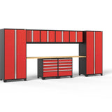 NewAge Pro Series 10 Piece Cabinet Set with Lockers, Wall, Tool Drawer Cabinets, and 56 in. Worktop