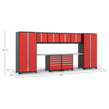 NewAge Pro Series 10 Piece Cabinet Set with Lockers, Wall, Tool Drawer Cabinets, and 56 in. Worktop