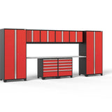 NewAge Pro Series 10 Piece Cabinet Set with Lockers, Wall, Tool Drawer Cabinets, and 56 in. Worktop